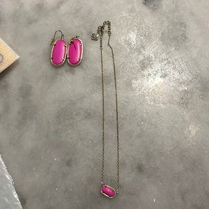 Kendra Scott, pink necklace and earrings set.